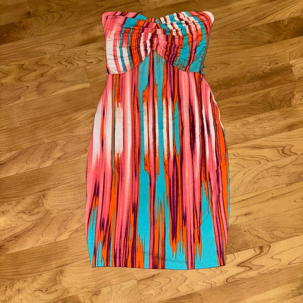 Tart Bodycon Dress Strapless Striped Casual Party Dress Size S